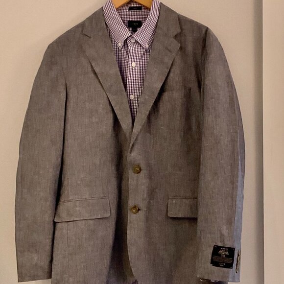 NWT J CREW Ludlow Slim Fit Suit Jacket Portuguese Cotton-Linen + 2 Dress Shirts - Picture 2 of 14